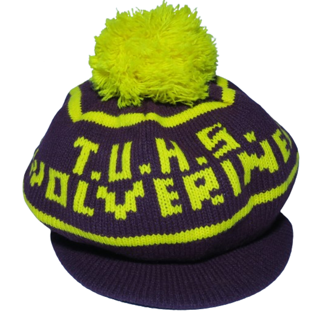 Vintage T.U.H.S Wolverines Wool Beanie Cap Hat With Brim 🏅